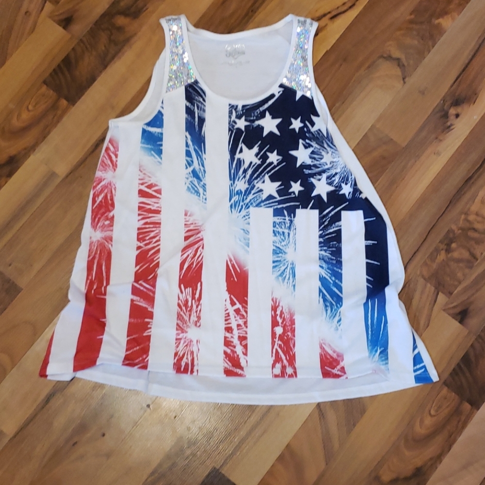 Girls justice American flag tank size 6